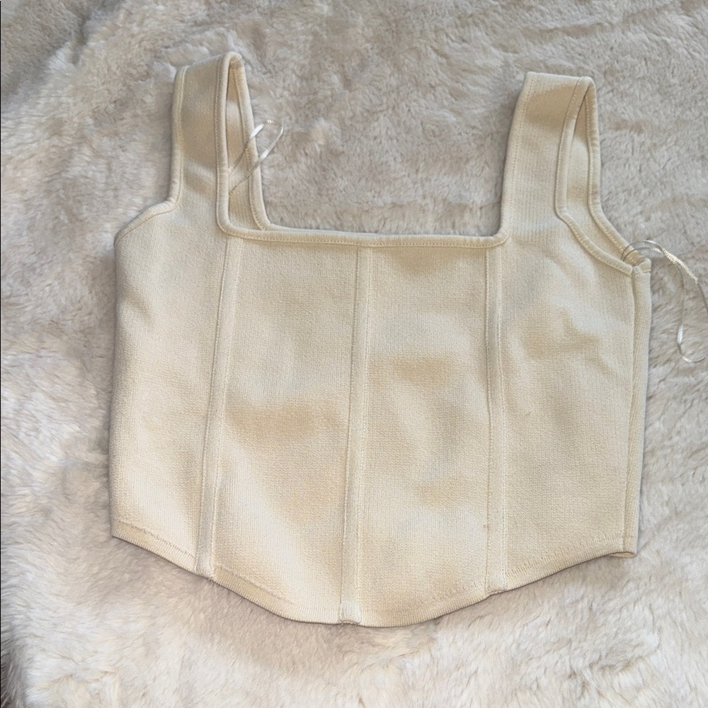 Zara Cream Textured Top